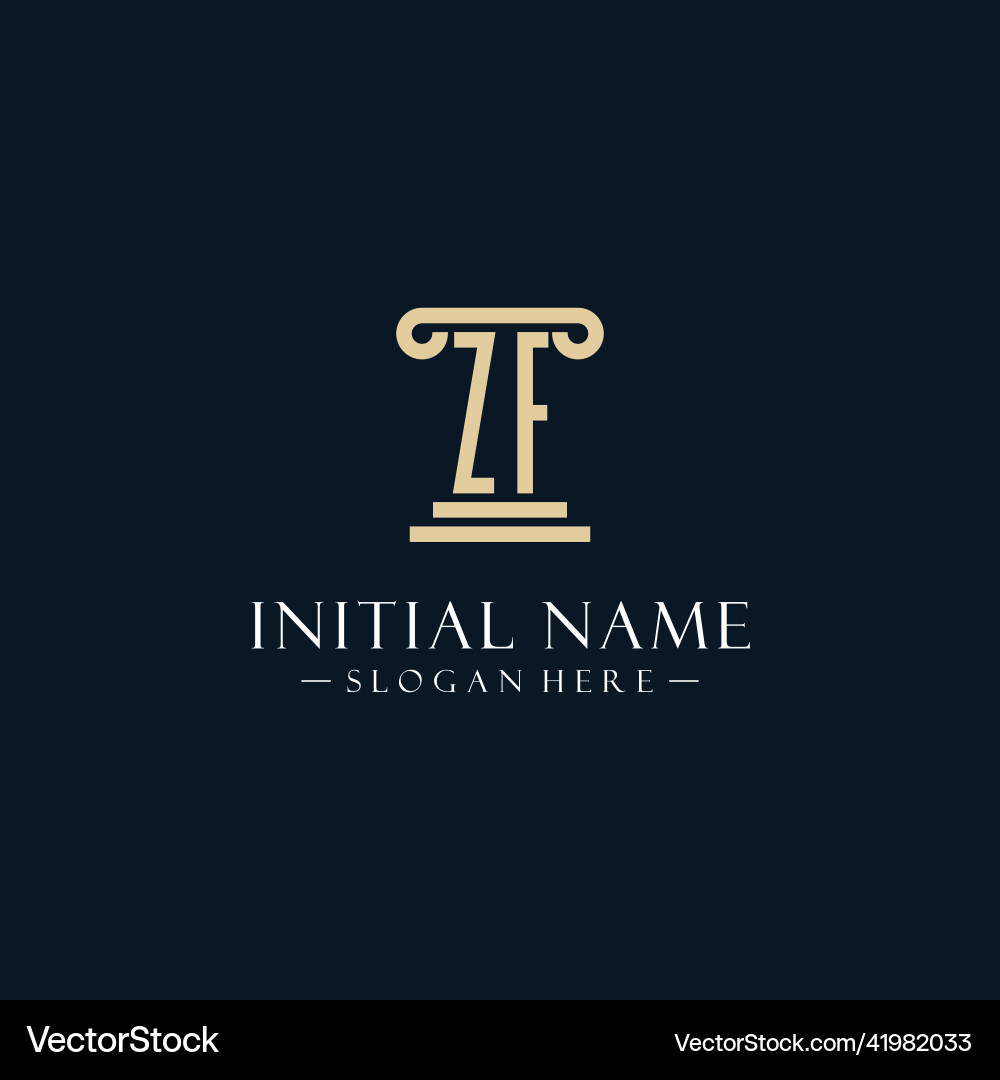Zf initial monogram logos with pillar shapes style Vector Image
