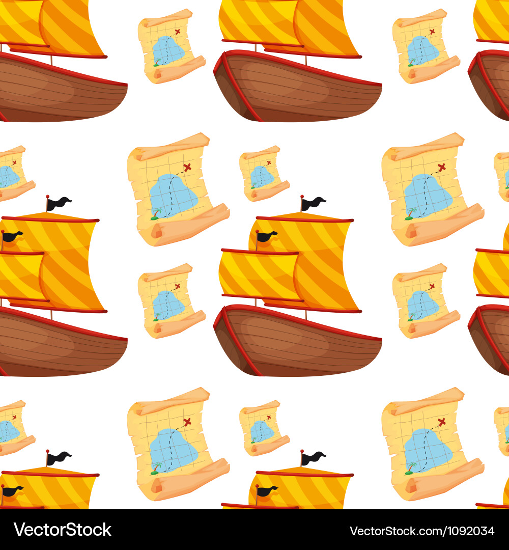 Array of ships and map vector image