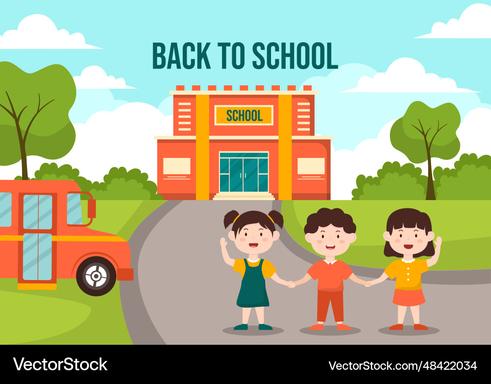 Back to school with schools elements and learning Vector Image