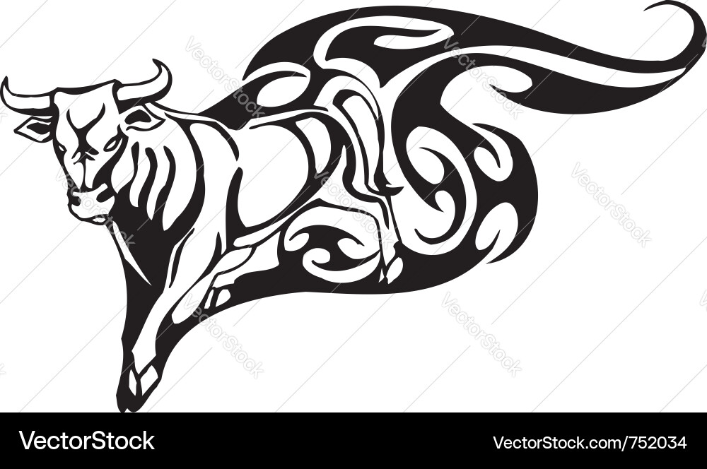 Bull in tribal style - image Vector Image