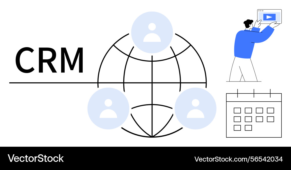 Crm technology with user profiles and calendar Crm technology with user profiles and calendar vector image