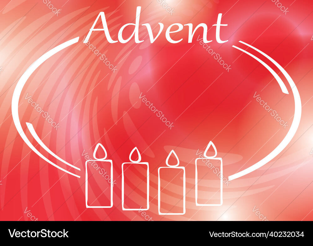 Decorative frame with advent candles on red vector image