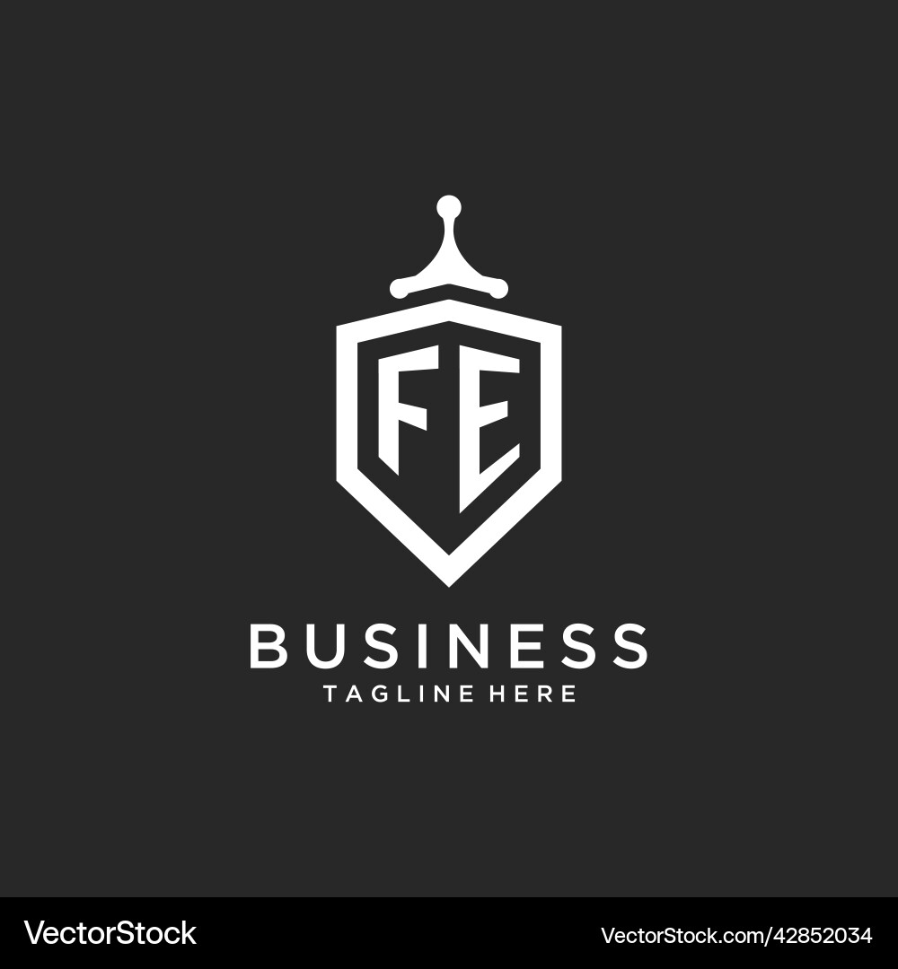Fe monogram logo initial with shield guard shape Fe monogram logo initial with shield guard shape vector image