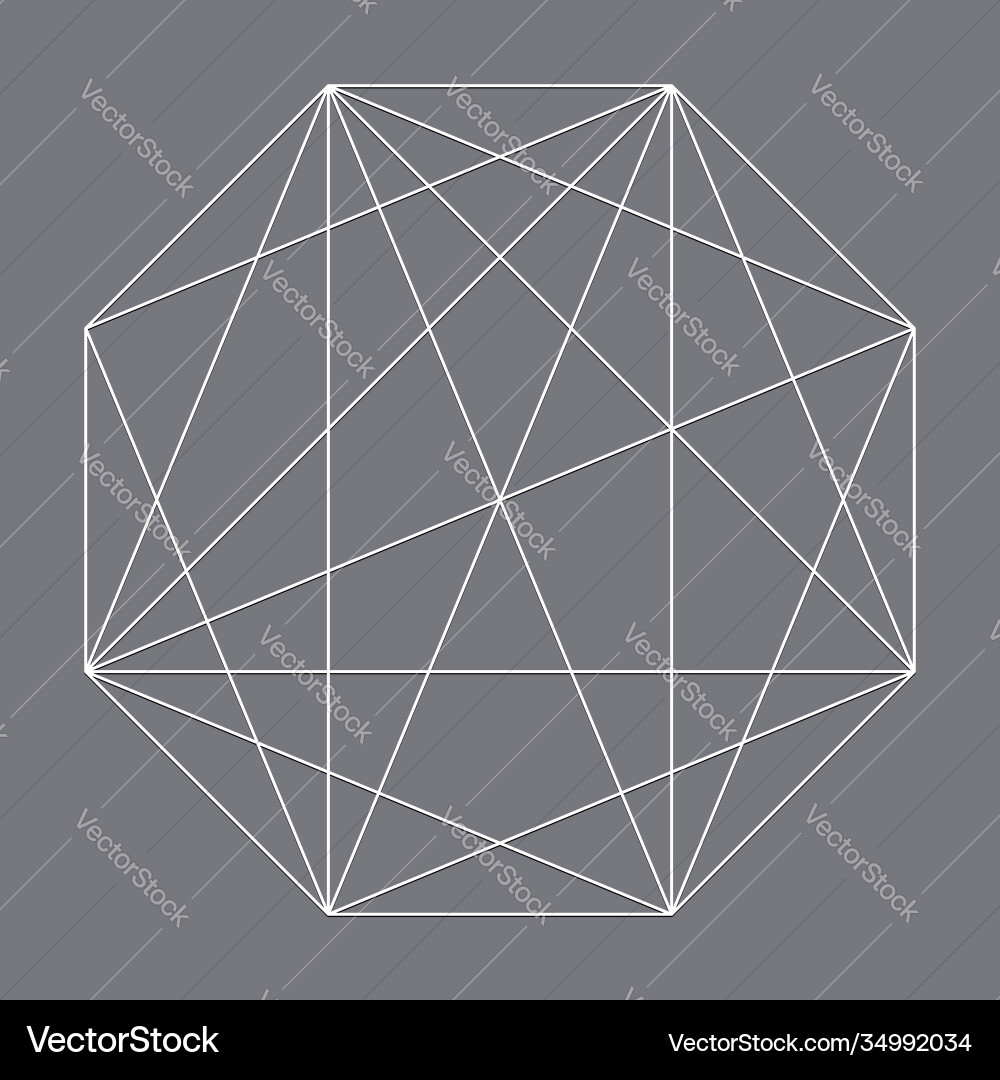 Geometric octagon polygon with diagonal angles Vector Image