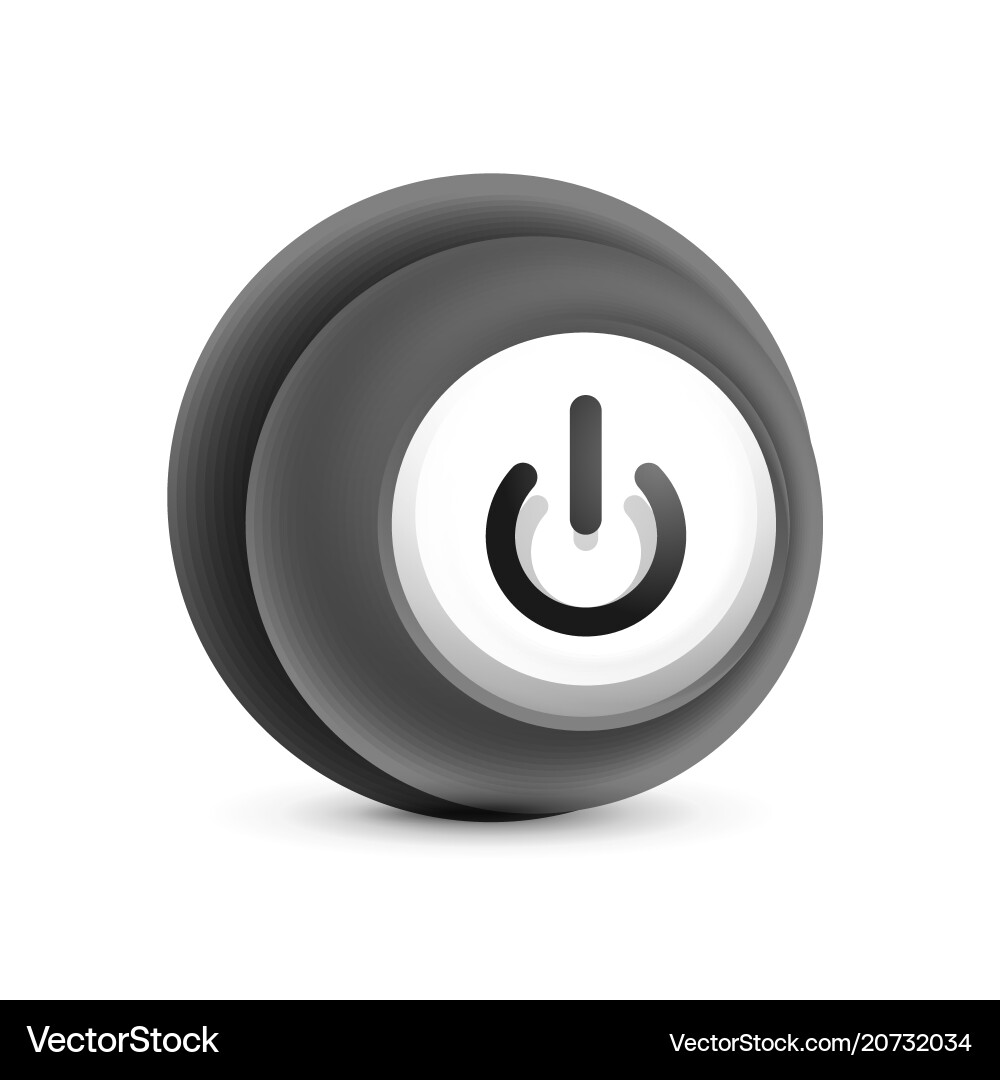Glass transparent effect power start button Vector Image