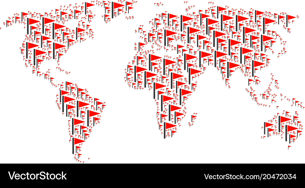 Global map pattern of triangle flag icons Vector Image