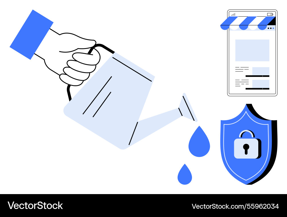 Hand watering growth metaphor with data drops e Vector Image