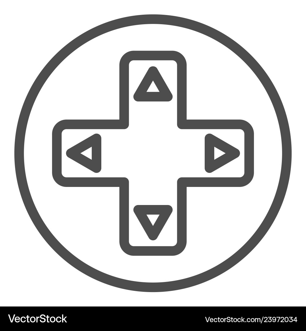 Joystick button with arrows line icon game pad Joystick button with arrows line icon game pad vector image