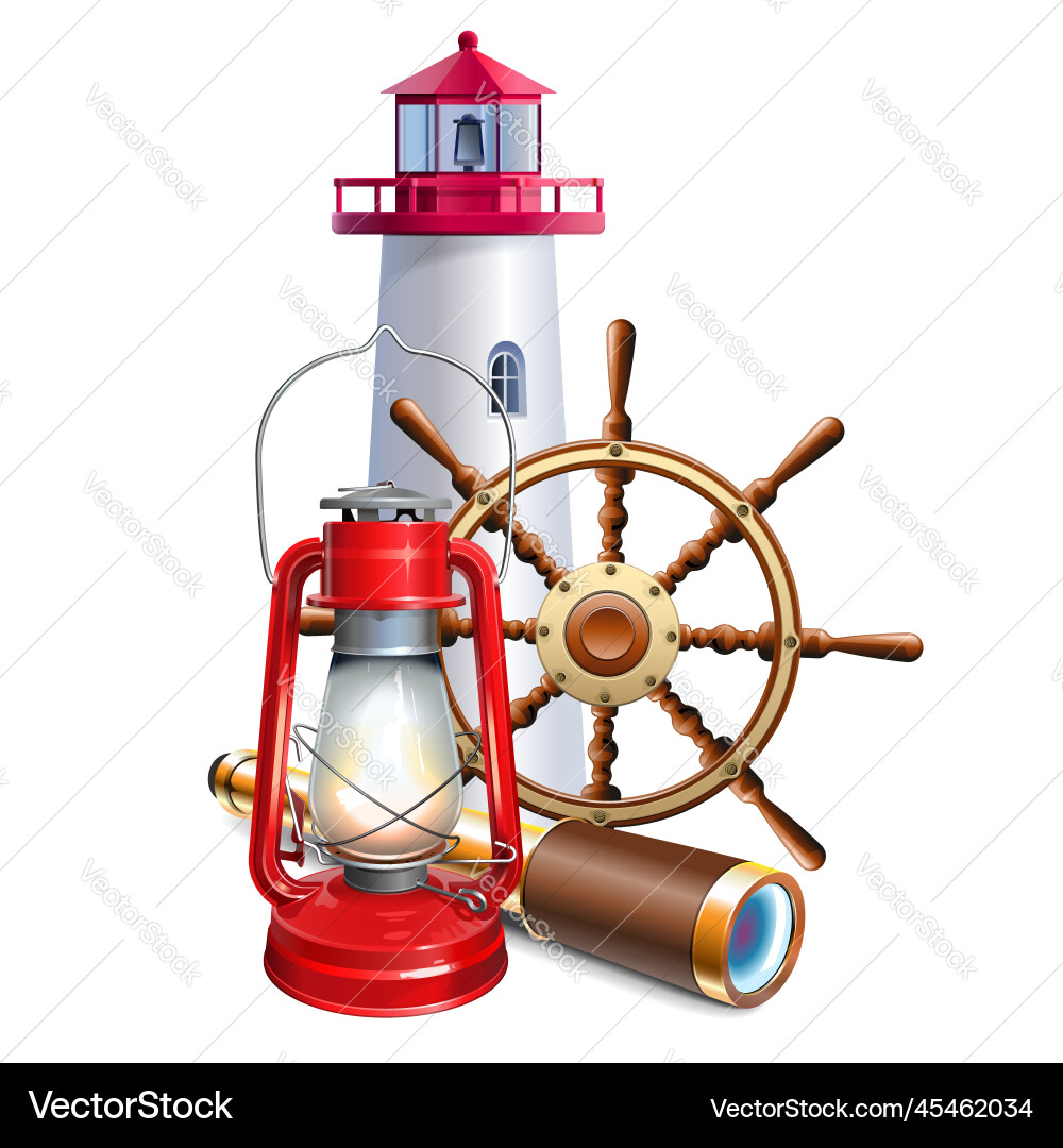 Lighthouse with Kerosene Lamp vector image
