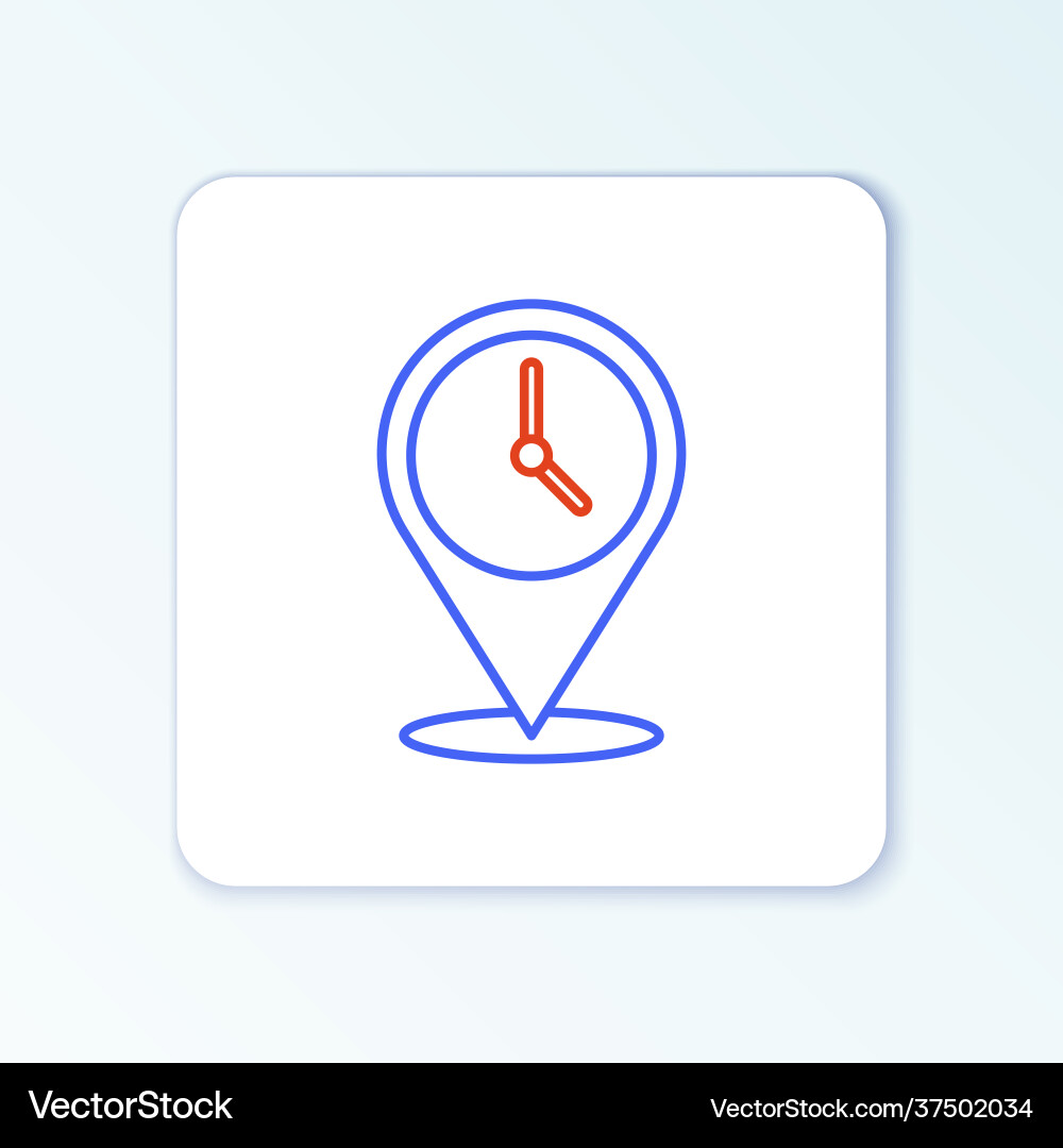 Line location with clock icon isolated on white Line location with clock icon isolated on white Vector Image
