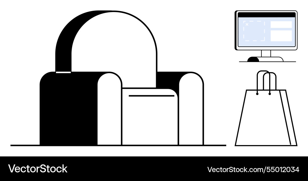Modern armchair in black and white next Royalty Free Vector