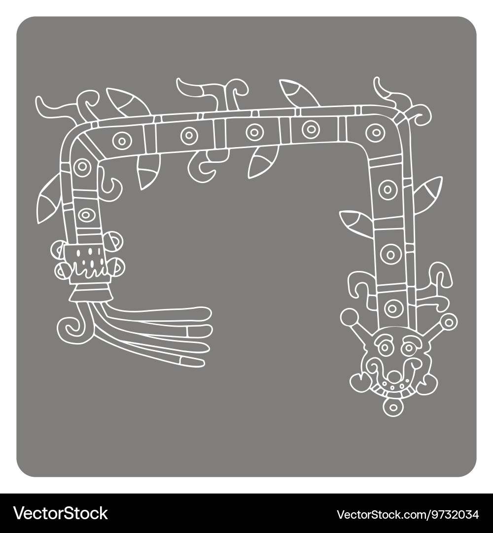 Monochrome icon with symbols from aztec codices Vector Image