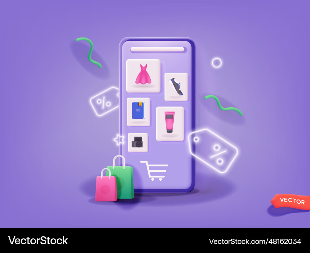 Online shopping on application and website vector image