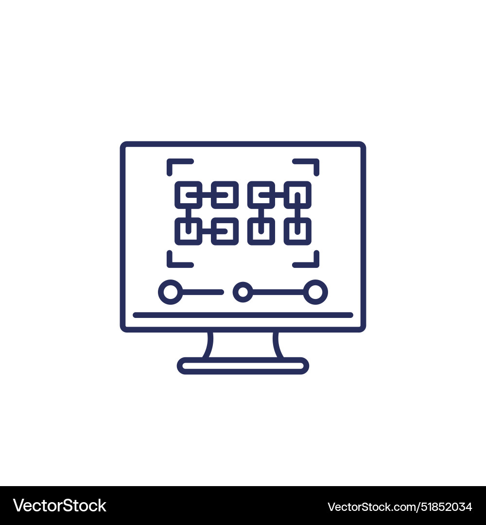 Pattern recognition line icon with a computer vector image