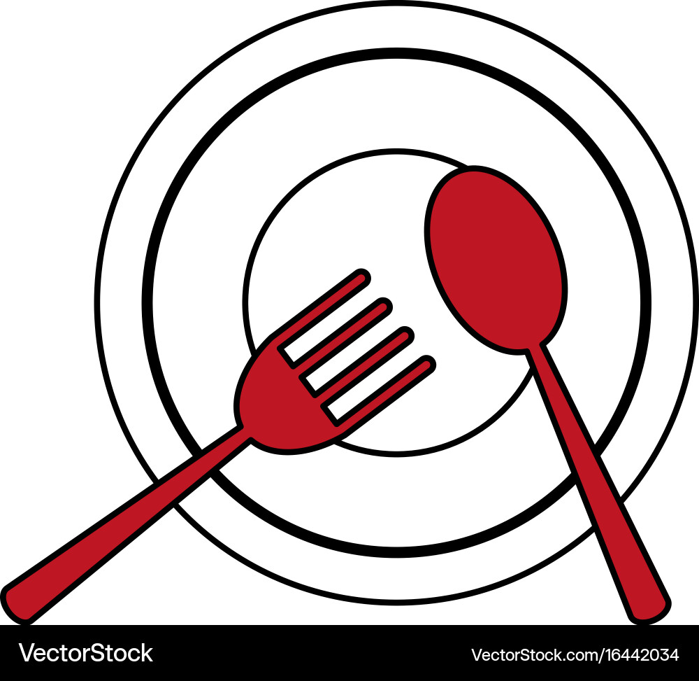 Plate with fork and spoon icon image Vector Image