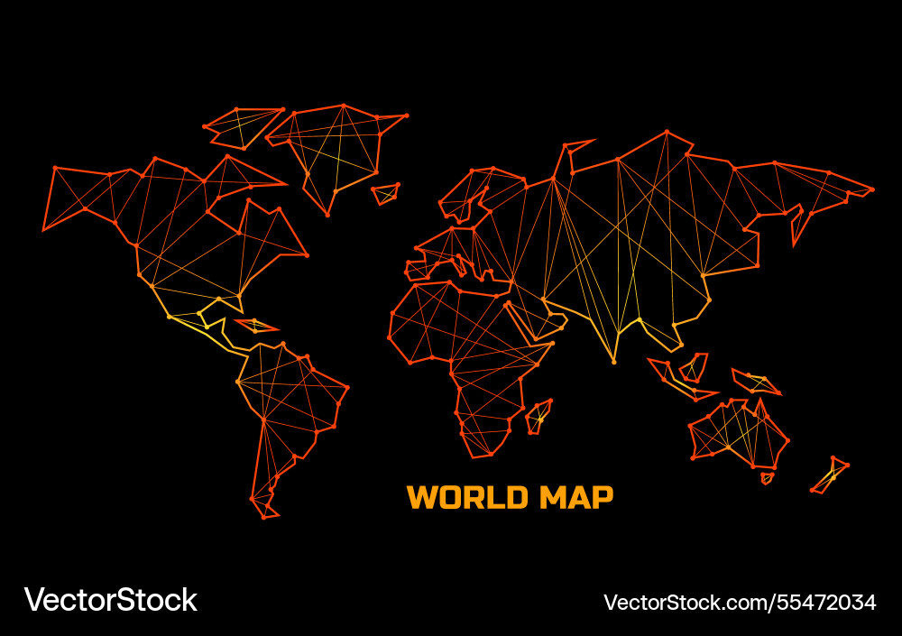 Polygonal abstract world map with connected lines Polygonal abstract world map with connected lines vector image
