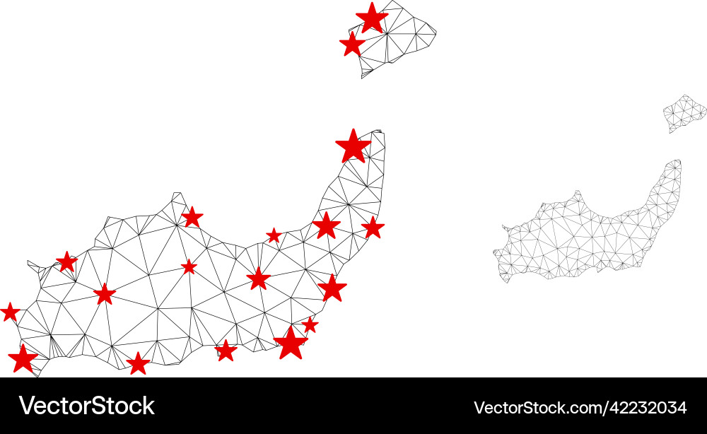 Polygonal network mesh inagua islands map Vector Image