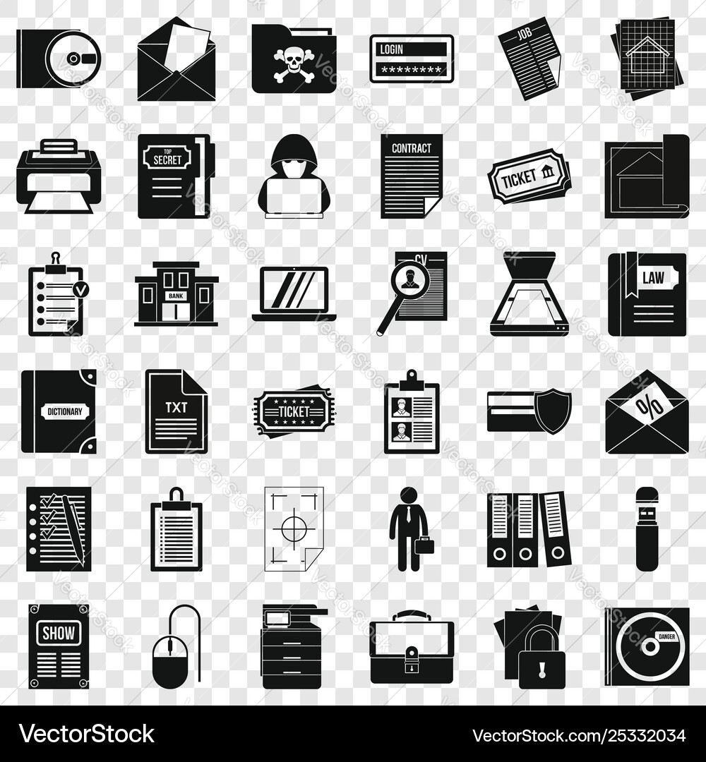 Right document icons set simple style vector image