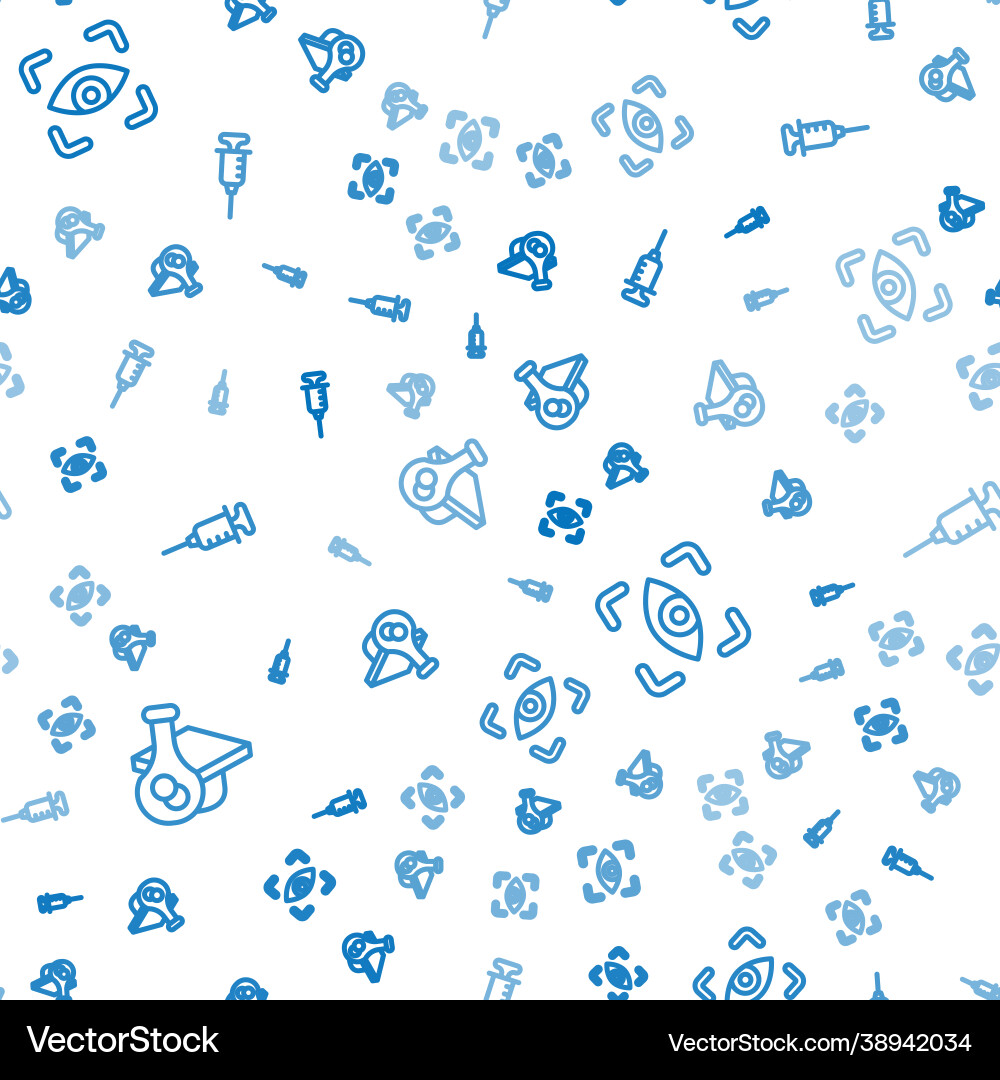 Set line graduation cap eye scan and syringe Vector Image
