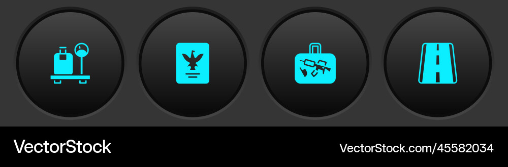 Set scale with suitcase passport vector image
