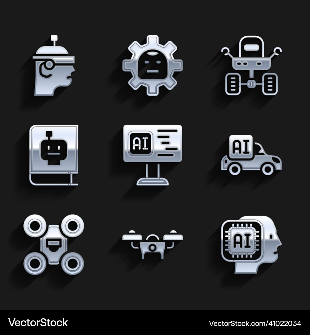 Set software drone humanoid robot autonomous Set software drone humanoid robot autonomous vector image