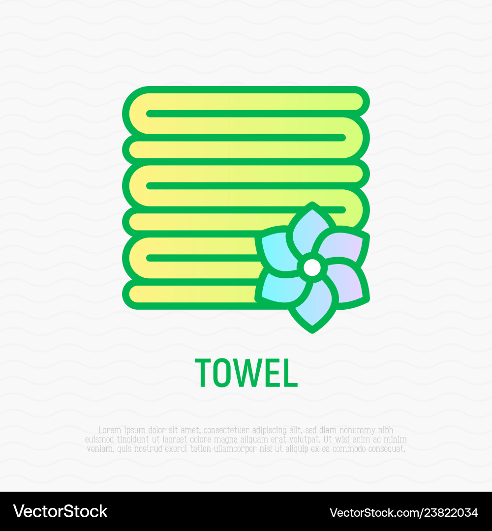 Stack of folded towels thin line icon vector image