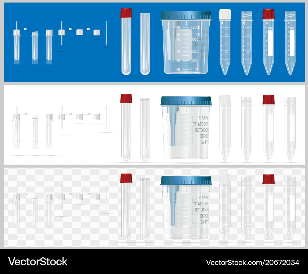 Sterile containers for analysis open and closed Vector Image