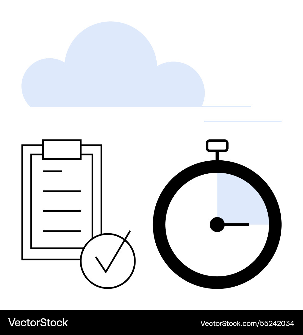 Task management concept with checklist stopwatch vector image