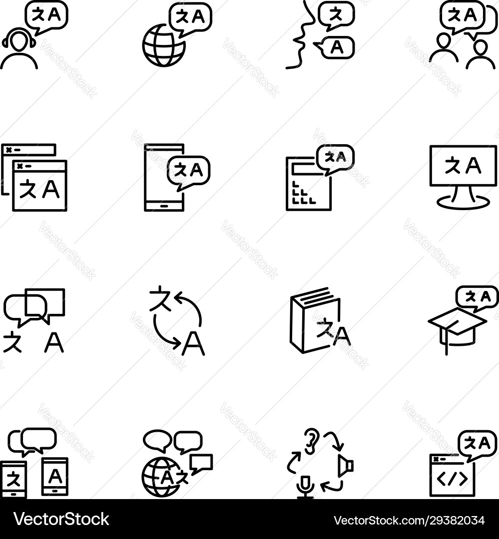 Translate language or conversation line icon set Vector Image