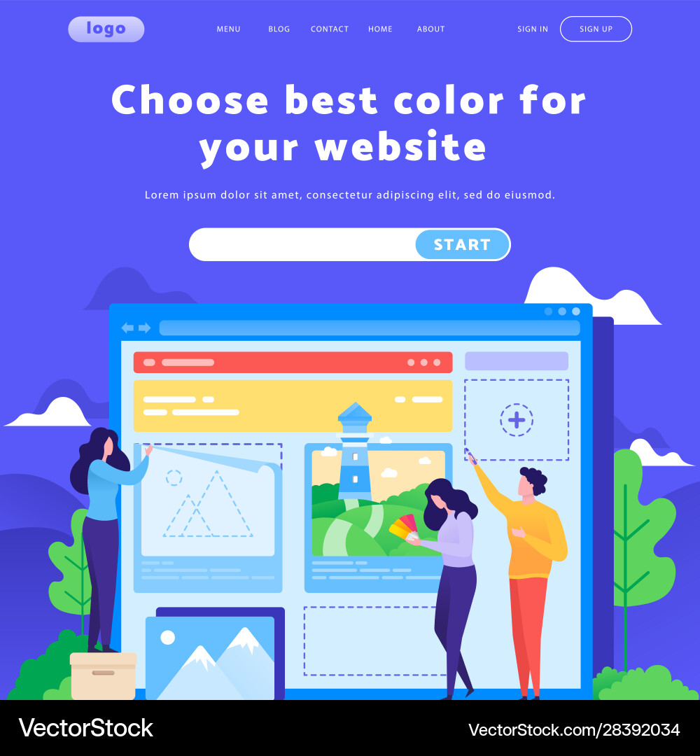 Web site design template team choose color vector image