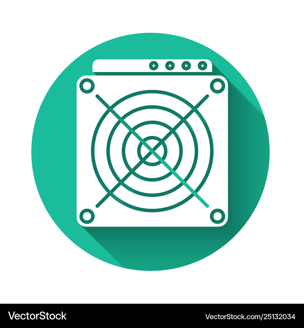 White asic miner icon isolated with long shadow Vector Image