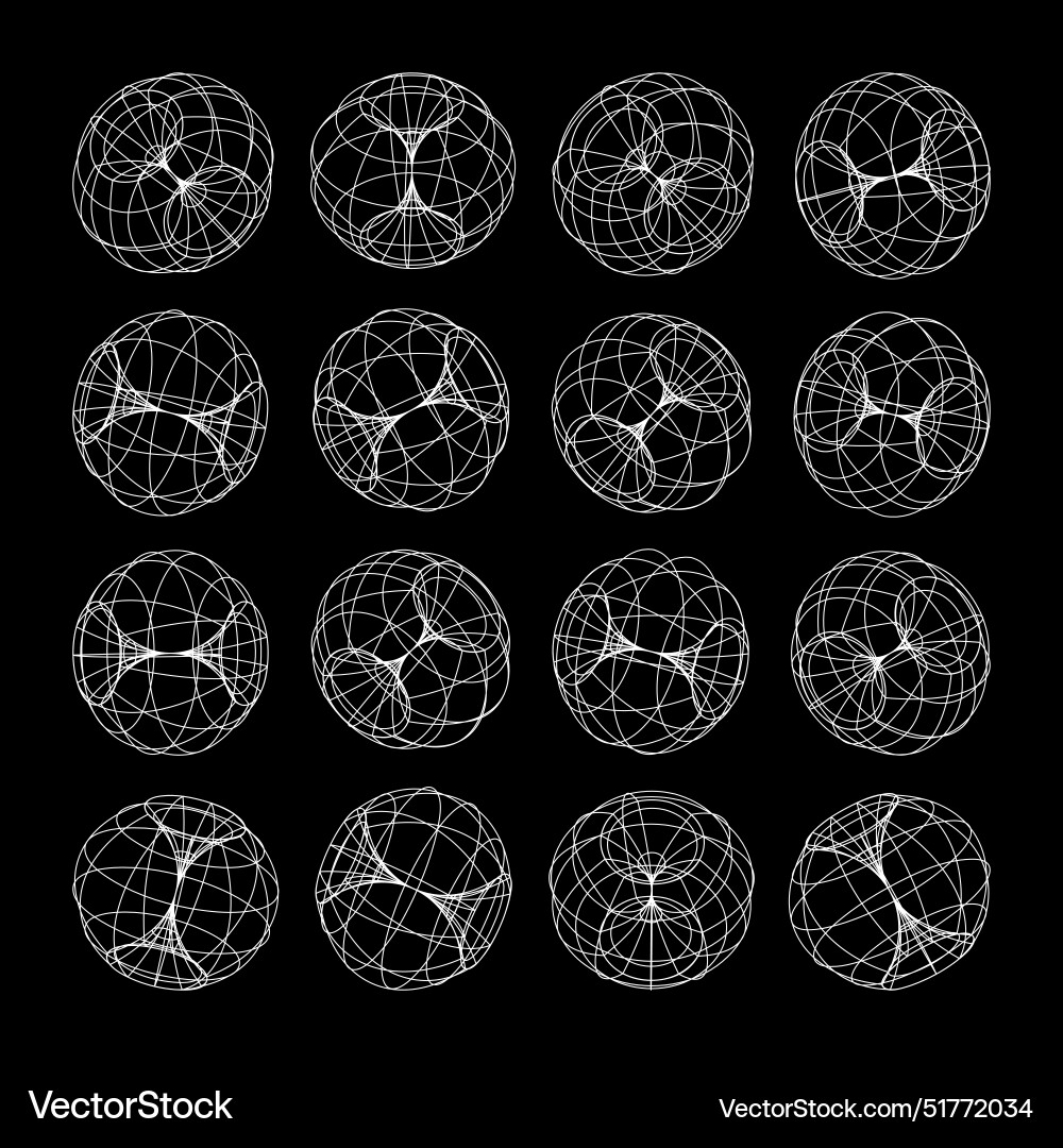 Wireframe lined shapes perspective mesh 3d grid Vector Image