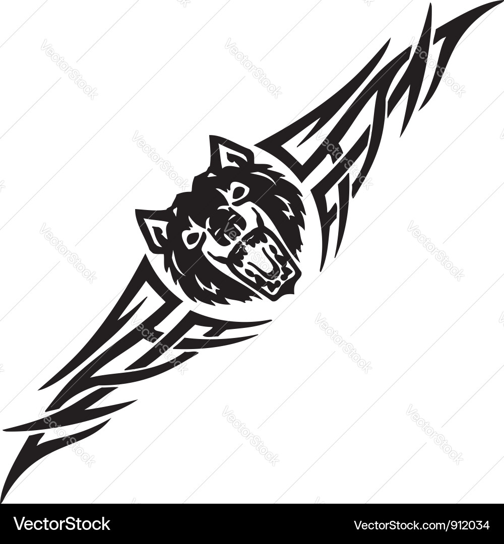 Wolf and symmetric tribals vector image