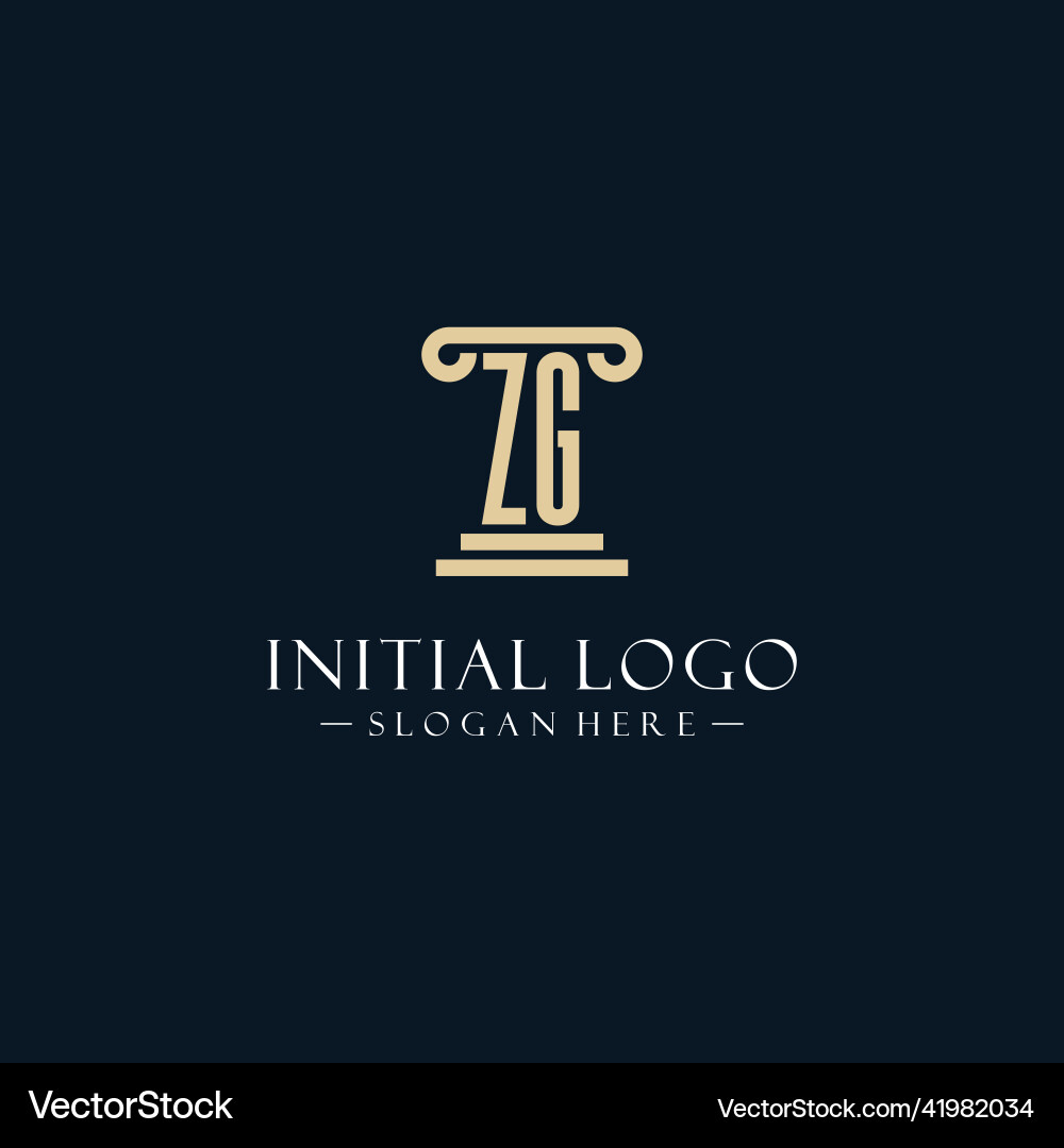 Zg initial monogram logos with pillar shapes style vector image
