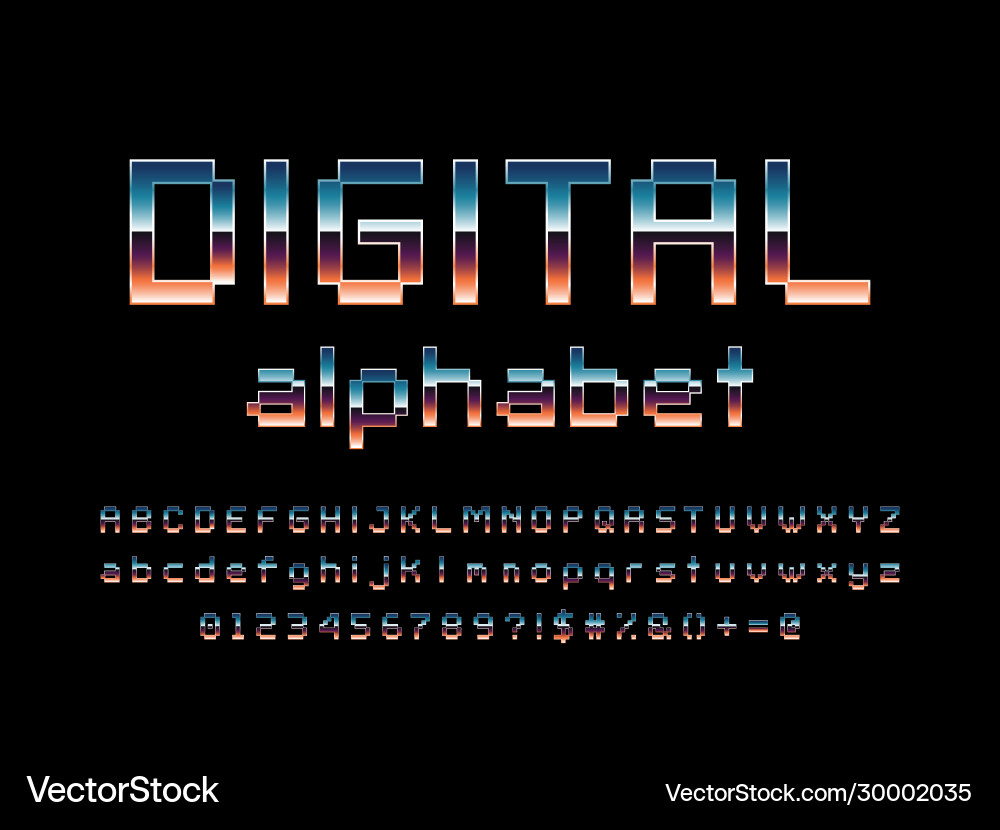 8-Bit Pixel Font Vector Image