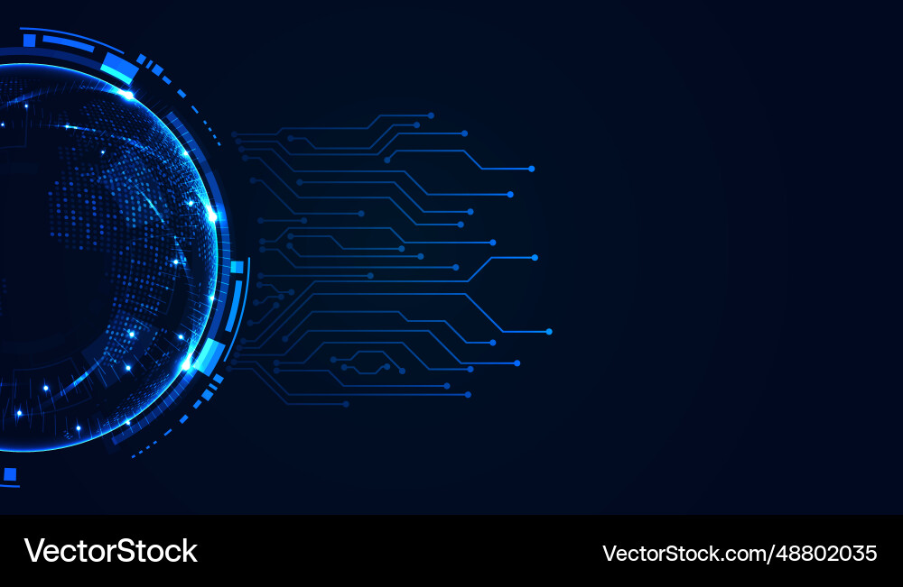 Abstract circle digital circuit concept light Vector Image
