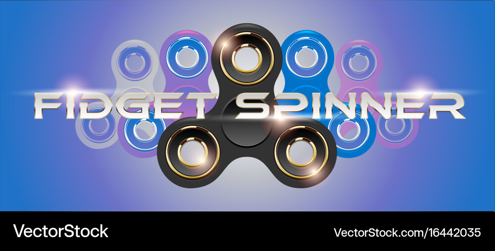 Black fidget finger spinner horizontal web banner Vector Image