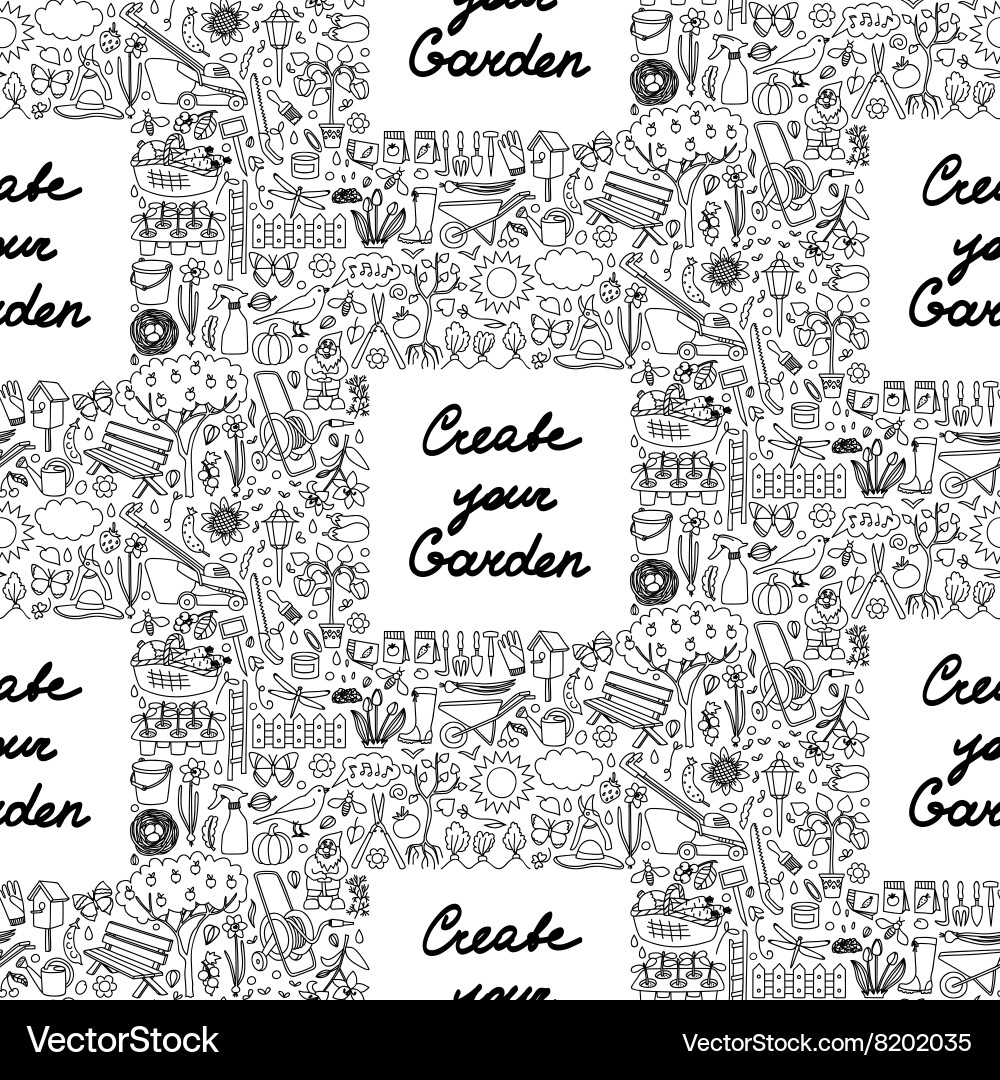 Create your garden frame seamless pattern vector image
