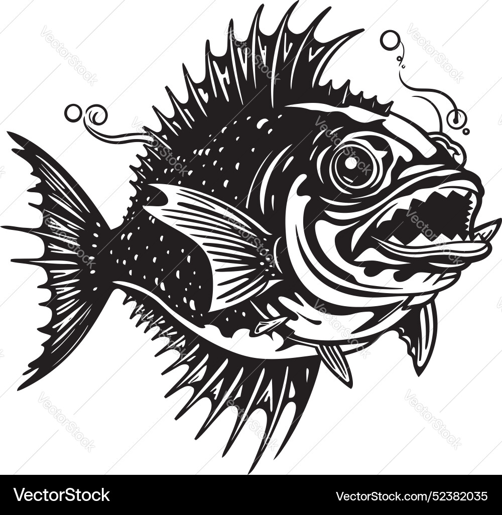 Diabolic dart angular creature fish emblem Diabolic dart angular creature fish emblem Vector Image