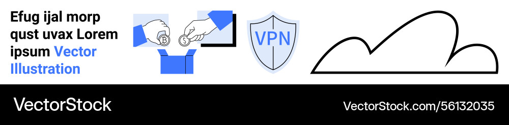 Digital security concept with vpn shield cloud Digital security concept with vpn shield cloud vector image