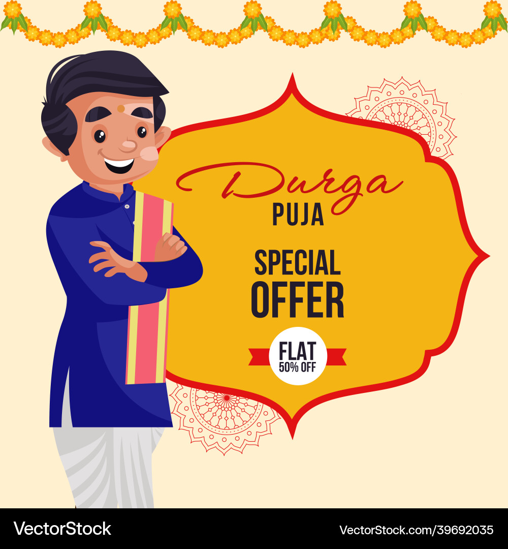 Durga puja special offer indian festival banner de Durga puja special offer indian festival banner de vector image