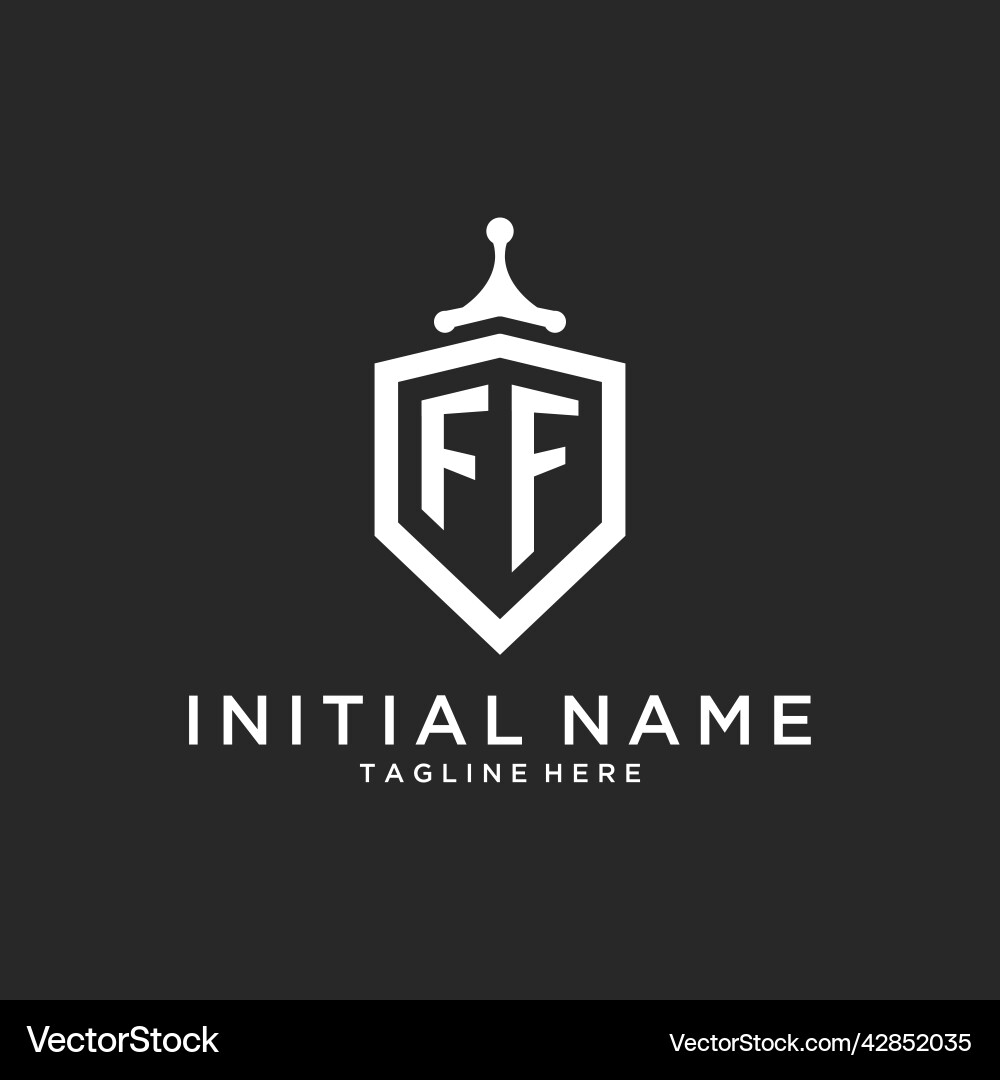 Ff monogram logo initial with shield guard shape Ff monogram logo initial with shield guard shape Vector Image