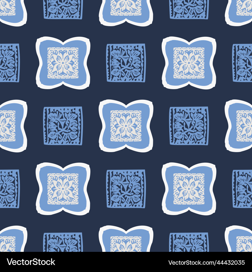 Hand drawn retro block print seamless pattern Hand drawn retro block print seamless pattern vector image