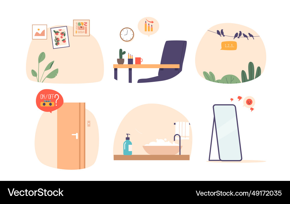 Isolated elements with obsessive-compulsive Isolated elements with obsessive-compulsive vector image