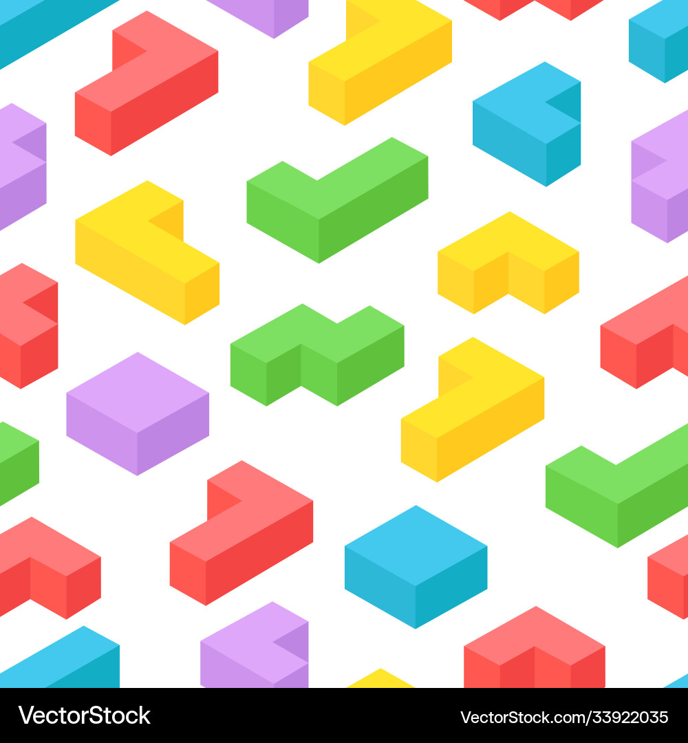 Isometric 3D Block Pattern Vector Image