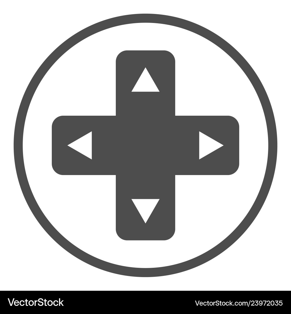 Joystick button with arrows solid icon game pad Joystick button with arrows solid icon game pad vector image