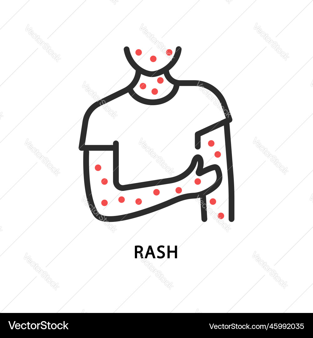 Rash flat line icon allergy Royalty Free Vector Image