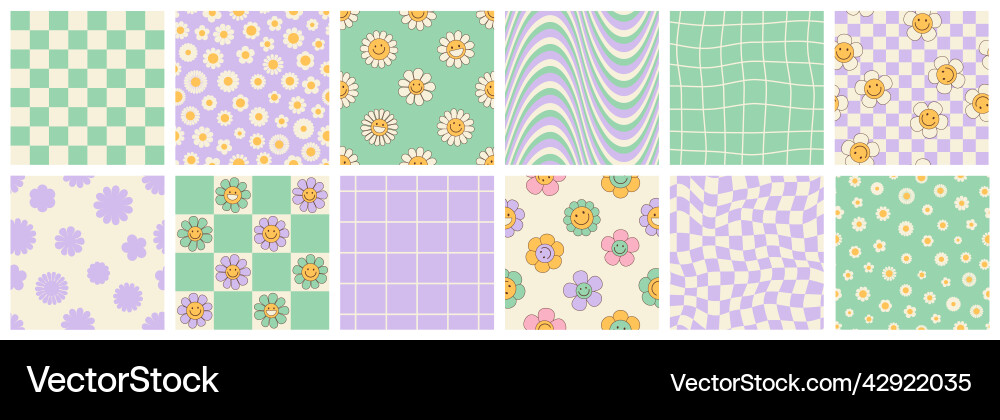Retro Daisy Patterns - Y2K Vibes vector image