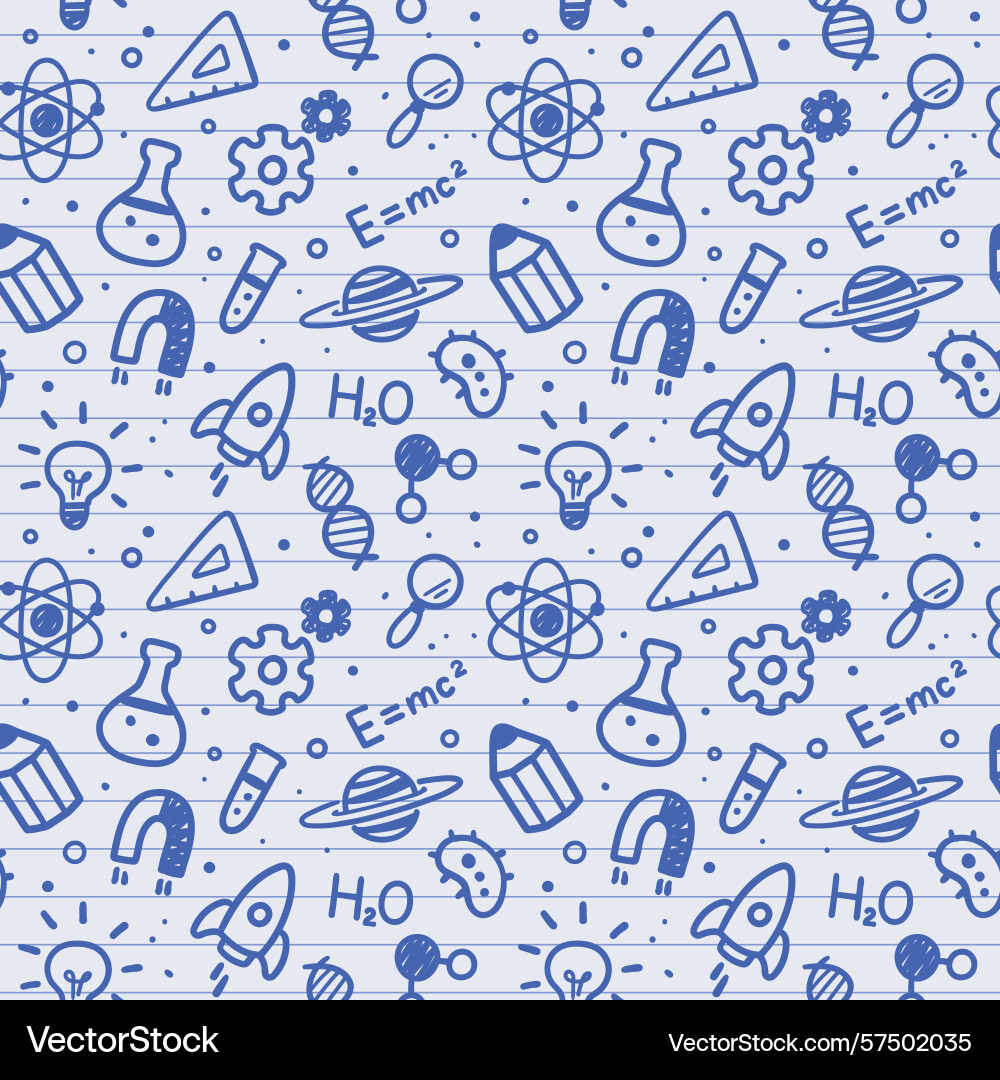 Seamless science doodle notebook pattern Seamless science doodle notebook pattern vector image