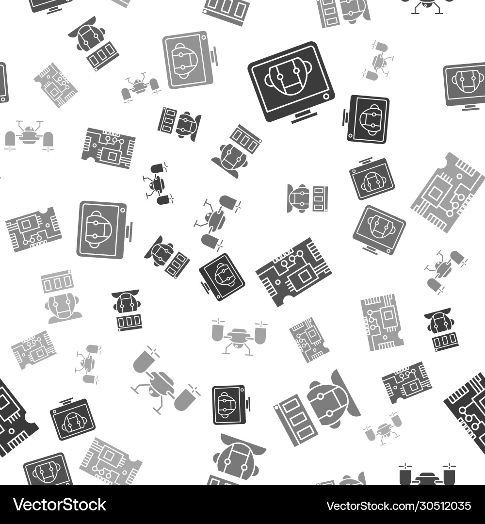 Set bot robot electronic computer components Set bot robot electronic computer components vector image